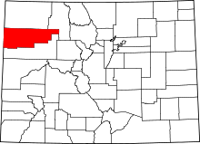 State map highlighting Rio Blanco County