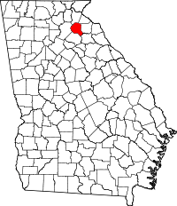 Map of Georgia highlighting Banks County