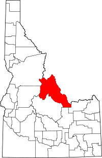 Map of Idaho highlighting Lemhi County