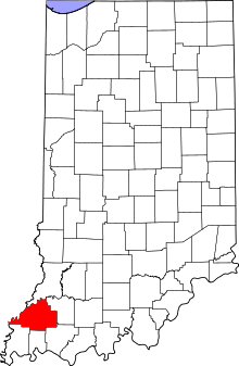 Map of Indiana highlighting Gibson County