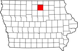 Map of Iowa highlighting Cerro Gordo County