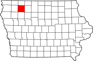 Map of Iowa highlighting Clay County