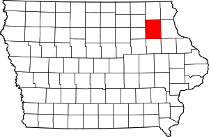 Map of Iowa highlighting Fayette County