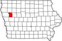 Map of Iowa highlighting Ida County