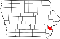 Map of Iowa highlighting Louisa County