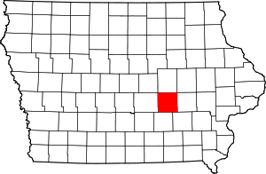 Map of Iowa highlighting Poweshiek County