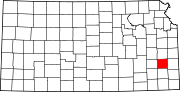 Map of Kansas highlighting Allen County