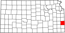 State map highlighting Bourbon County