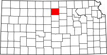 Map of Kansas highlighting Mitchell County