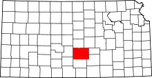 Map of Kansas highlighting Reno County