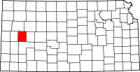 Map of Kansas highlighting Scott County