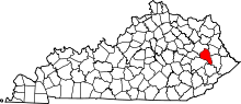 Map of Kentucky highlighting Magoffin County