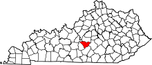 Map of Kentucky highlighting Taylor County