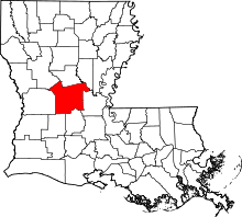 Map of Louisiana highlighting Rapides Parish