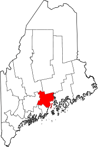 Map of Maine highlighting Waldo County