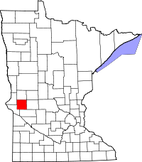 Map of Minnesota highlighting Stevens County