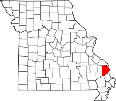 Map of Missouri highlighting Cape Girardeau County