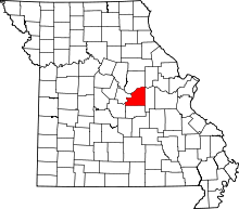 A state map highlighting Osage County in the middle part of the state.