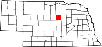 Map of Nebraska highlighting Garfield County