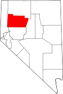 Map of Nevada highlighting Pershing County