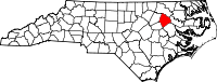 Map of North Carolina highlighting Edgecombe County