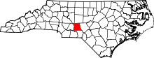 Map of North Carolina highlighting Montgomery County