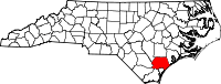 State map highlighting Pender County