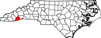 State map highlighting Transylvania County