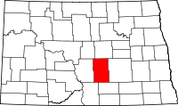 Map of North Dakota highlighting Kidder County