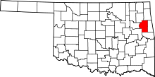 Map of Oklahoma highlighting Cherokee County