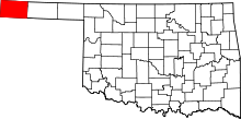 Map of Oklahoma highlighting Cimarron County