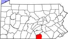 State map highlighting Adams County