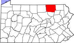 State map highlighting Bradford County