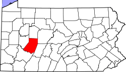 State map highlighting Indiana County