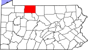 Map of Pennsylvania highlighting McKean County