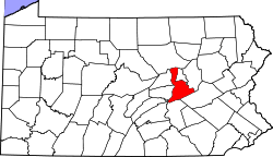 Map of Pennsylvania highlighting Northumberland County