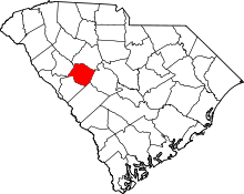 State map highlighting Saluda County