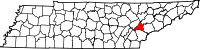 Map of Tennessee highlighting Loudon County