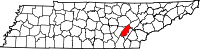 Map of Tennessee highlighting Rhea County