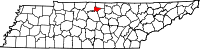 Map of Tennessee highlighting Trousdale County