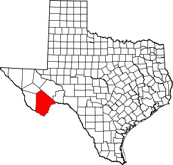 Map of Texas highlighting Brewster County