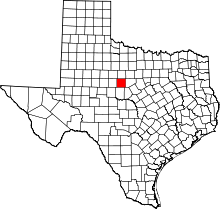 Map of Texas highlighting Callahan County