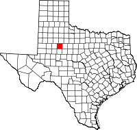 Map of Texas highlighting Scurry County