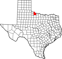 Map of Texas highlighting Wilbarger County