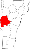 Map of Vermont highlighting Addison County