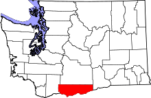 Map of Washington highlighting Klickitat County