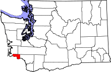 State map highlighting Wahkiakum County