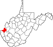 Map of West Virginia highlighting Cabell County