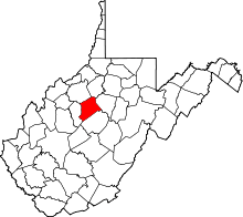 State map highlighting Gilmer County