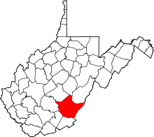 State map highlighting Greenbrier County